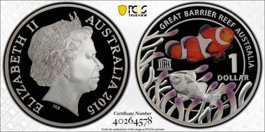 2015 $1 UNESCO - Great Barrier Reef PR69DCAM