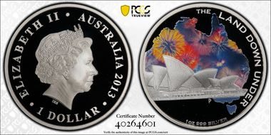 2013-P $1 Sydney Opera House Colorized PR69DCAM