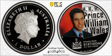 2003-P $1 Prince William 21st Birthday PR70DCAM
