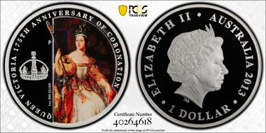 2013-P $1 175th Ann Coronation Ag PR70DCAM