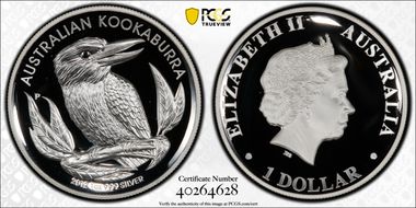 2012-P $1 Kookaburra Ag High Relief PR69DCAM