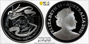 2020 $5 Australian Olympic Team PR69DCAM