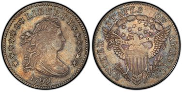 1798/7 10C JR-2, 13 Star Reverse MS62