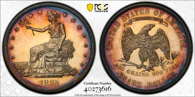1885 T$1 Trade PR63+ CAM