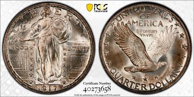1917-S 25C Type 2 MS67+ FH