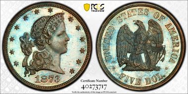1873 $5 J-1338 PR65BN