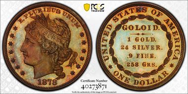 1878 $1 J-1562 PR67RB