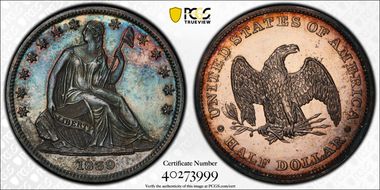 1839 50C J-101 Restrike PR63