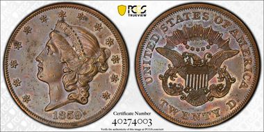 1859 $20 J-263 PR61BN