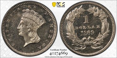 1869 G$1 J-768 PR64CAM