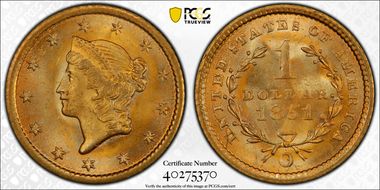 1851-O G$1 MS66