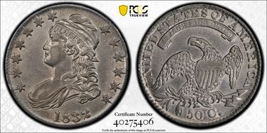 1832 50C Small Letters AU53