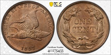 1857 1C Flying Eagle MS64
