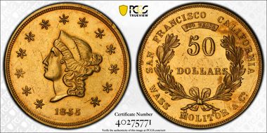 1855 $50 Wass, Molitor & Co. MS61