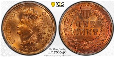 1909 1C Indian MS66RD