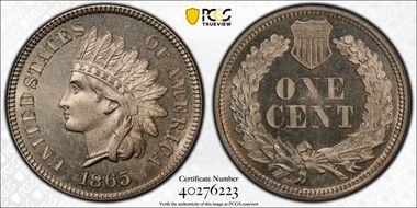 1865 1C J-406a PR66+ CAM
