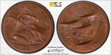 1860 50C J-269 Mint Defaced PR65BN