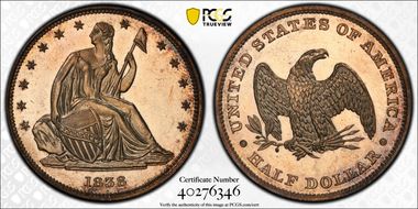 1838 50C J-76b PR63CAM