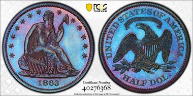 1863 50C J-339 PR66+ BN