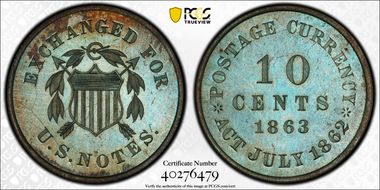 1863 10C J-326b PR65BN