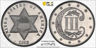 1868 3C J-622 PR66CAM