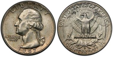 1957-D 25C Misplaced MM FS-501 MS63