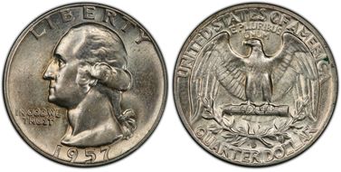 1957-D 25C Misplaced MM FS-501 MS63