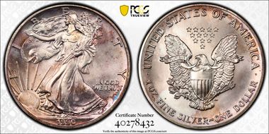 1990 $1 Silver Eagle MS66