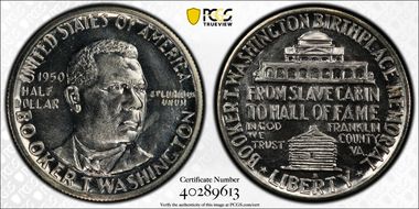 1950-S 50C Booker T. Washington MS66+ PL