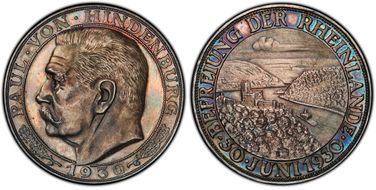 1930 Medal Schl-98 Hindenburg Ag Edge W. MUENZAN SILBER 900 SP63