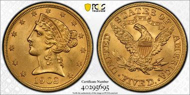 1902 $5 MS65