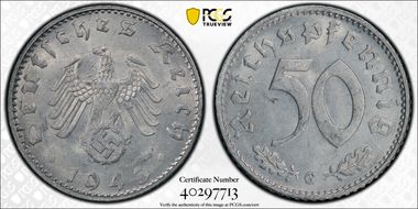 1943-G 50 Pfg J-372 MS64