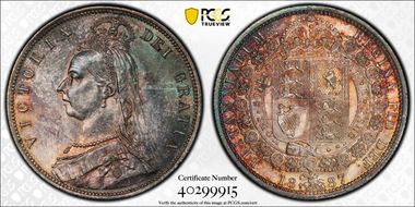 1887 1/2 Cr S-3924 Jubilee Head MS63