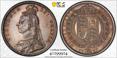 1887 1/2 Cr S-3924 Jubilee Head N1