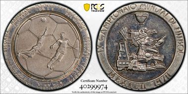 1970 Medal FIFA World Cup Ag 20mm Goalkeeper SP58