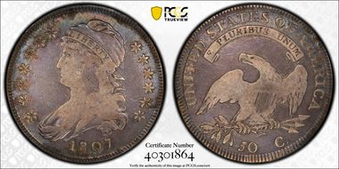 1807 50C Capped Bust, Small Stars VG10