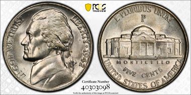 1942-P 5C Silver MS66FS