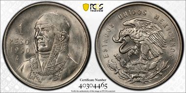 1950-Mo Peso KM-457  Ag MS66