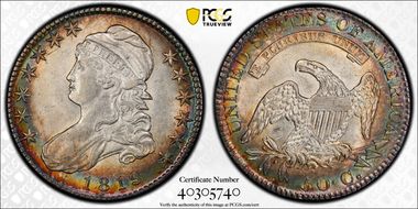 1819 50C Overton 109 AU58+