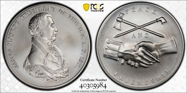 (2019) Medal James Monroe "1817" Silver Matte Finish MS69