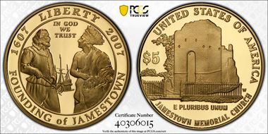 2007-W $5 Jamestown PR70DCAM