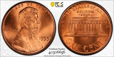 1995 1C Doubled Die Obverse MS68RD