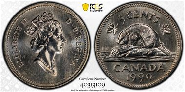 1990 5C Bare Belly MS65