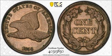1856 1C Flying Eagle PR58