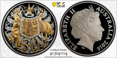 2016 50C Selective Gilt Silver 50th Ann. Decimal Currency PR69DCAM