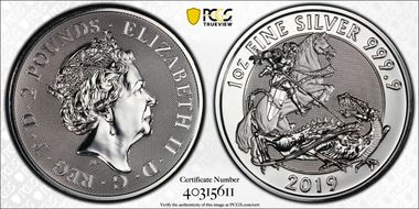 2019 £2 The Valiant - St. George Ag MS69