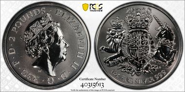 2020 £2 The Royal Arms MS69