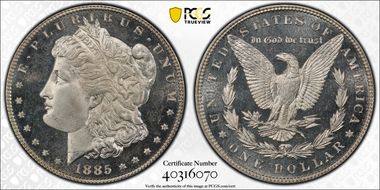 1885 $1 MS67DMPL