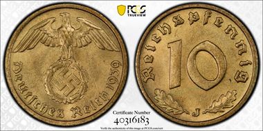 1939-J 10 Pfg J-364 MS65