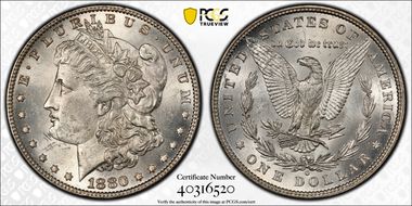 1880/79-O $1 VAM 4, Crossbar MS62